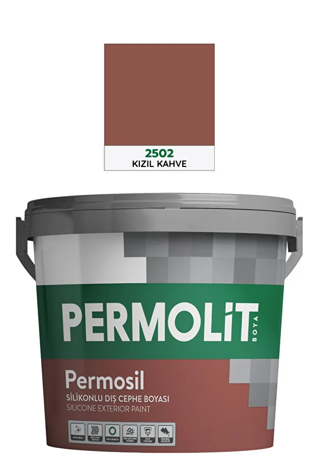 Permosil Silikonlu Dış Cephe Boyası, Uzun Ömürlü Koruma Kızıl Kahve